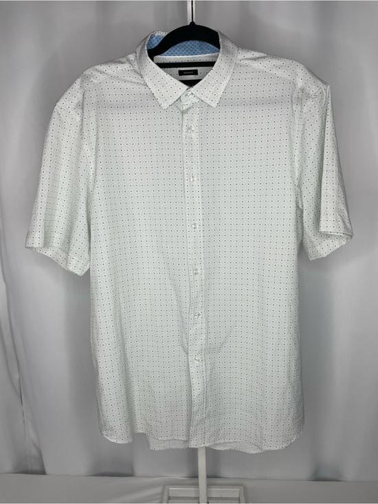 Pronto Uomo Other - Pronto Uomo Modern Fit L White Geometric Stretch Button Up Shirt Golf Casual
